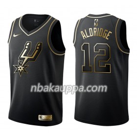 San Antonio Spurs LaMarcus Aldridge 12 Nike Musta Golden Edition Pelipaidat Swingman - Miesten